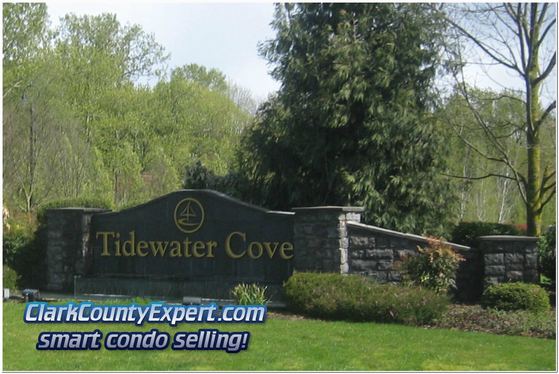 View of entrance to Tidwater Cove Condos, Vancouver WA